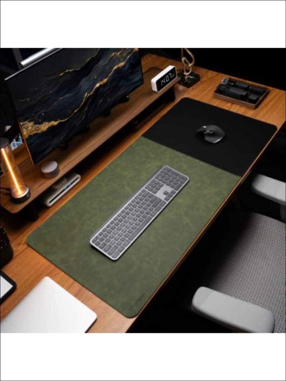 Cork Desk Mat 31.5x15.7 Distressed PU Leather Cloth Desk Pad